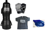 Adult Train at home martial arts package. Includes multi-purpose punching bag, gloves, tee shirt and skipping rope. We ship to NZ, Australia and anywhere else in the South Pacific