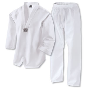 TKD / white V-neck non-ribbed Martial Arts uniform